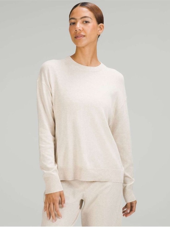 lululemon athletica Sweaters - Lululemon Cotton-Cashmere Blend Crewneck Sweater Heathered Natural Ivory Size 0
